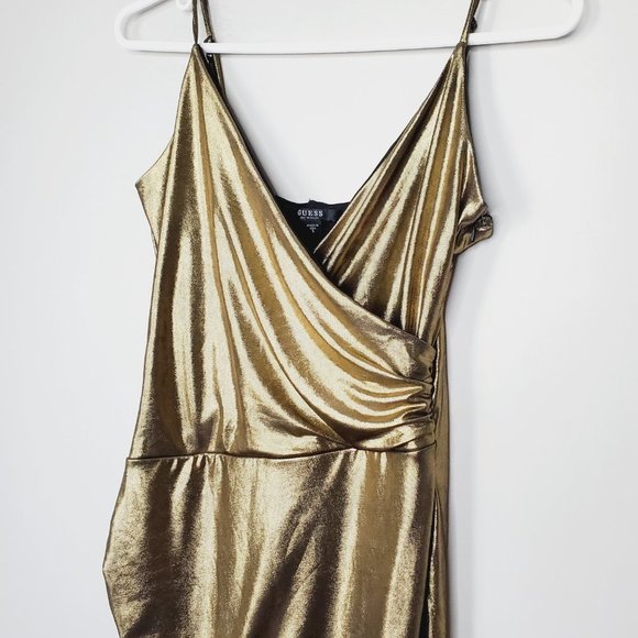 Guess Dress USA Faux Wrap Mini Party gold S - Picture 5 of 11